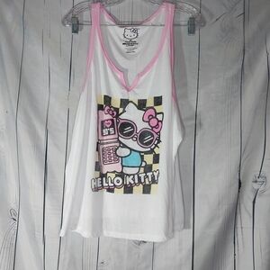 Hello Kitty Sanrio White and Pink Y2k  Pajama Tank Top